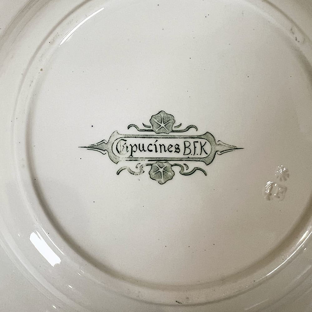 French Green Transferware Bowls, Set of 8