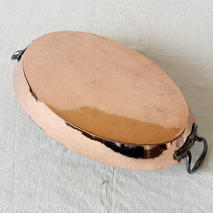 Antique Oval Copper Gratin 16.5"