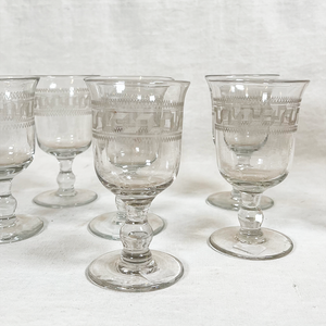 Antique French Wine Glasses, Set of Eight