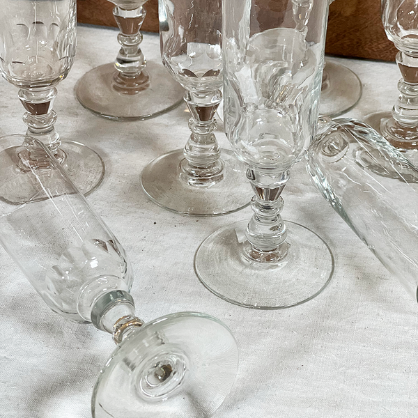 Antique French Wine Glasses, Set of Eight - Piggy Kitchen