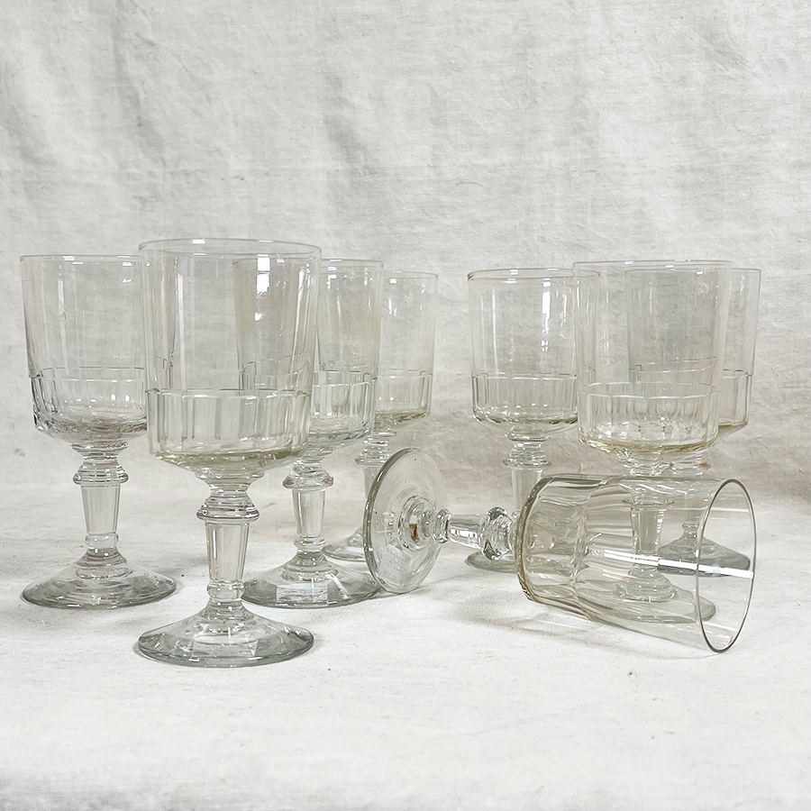 Antique French Wine Glasses, Set of Eight - Piggy Kitchen