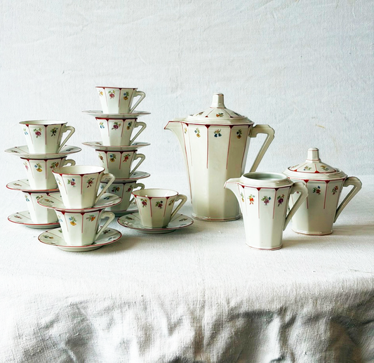 French Art Deco Tea Set for 10