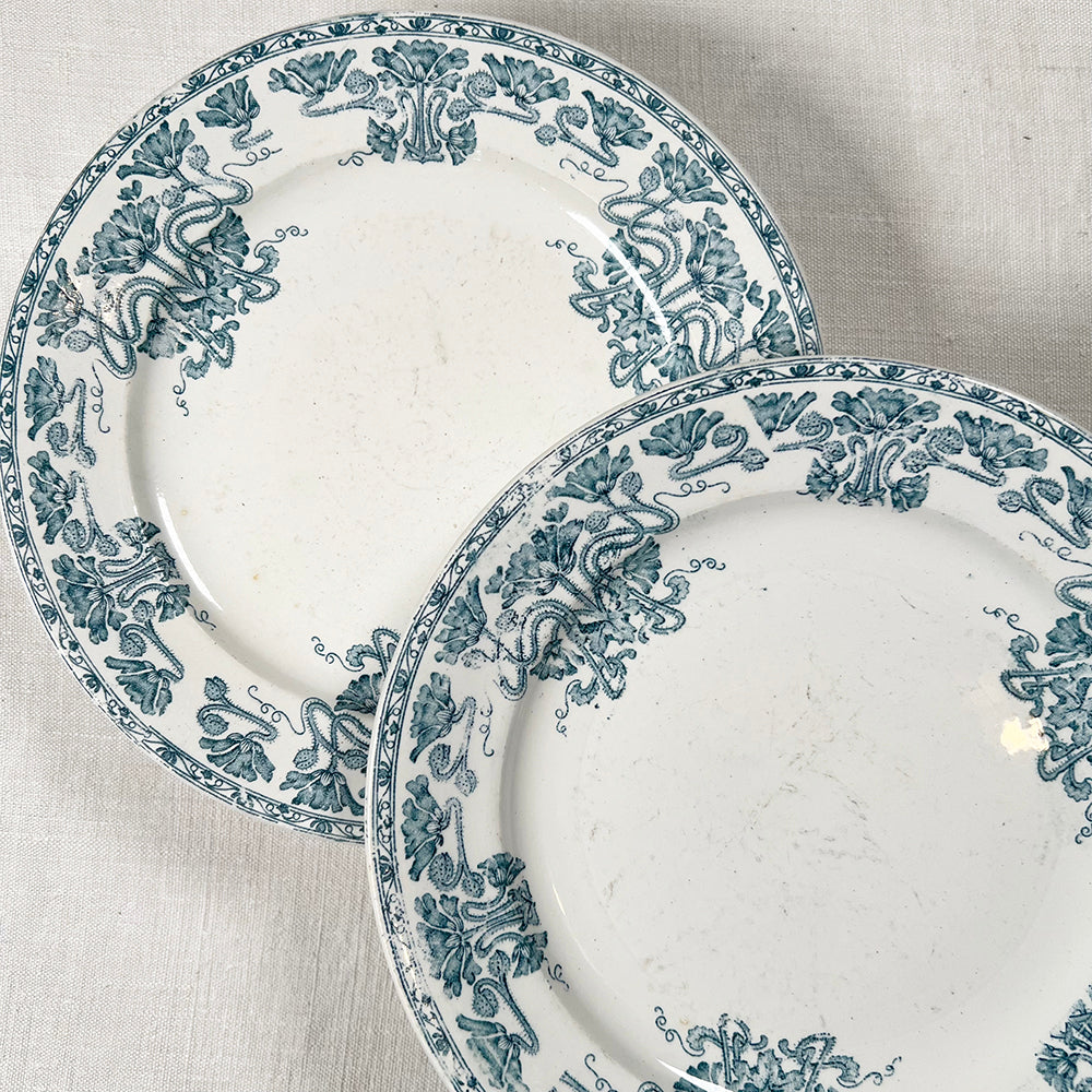 Set of Six French Transferware Plates