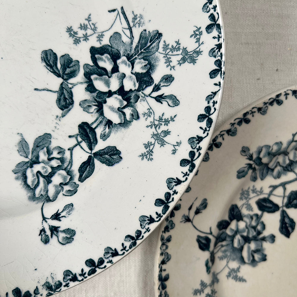 Set of Eight French Transferware Plates