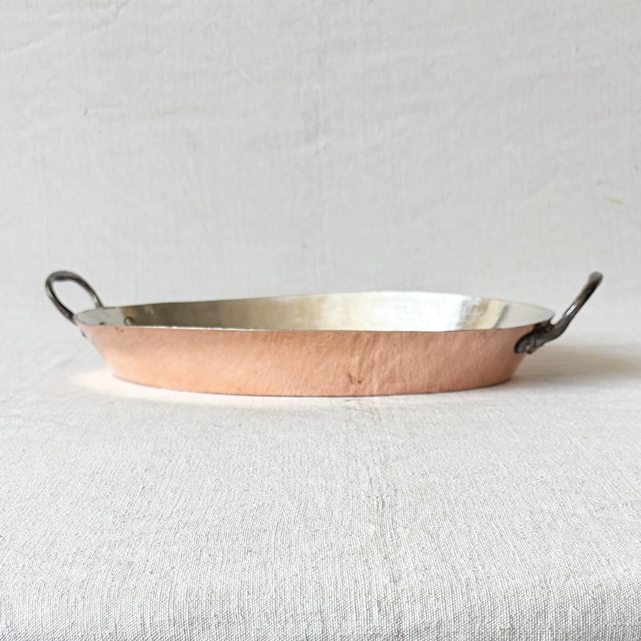 Antique Oval Copper Gratin 16.5"