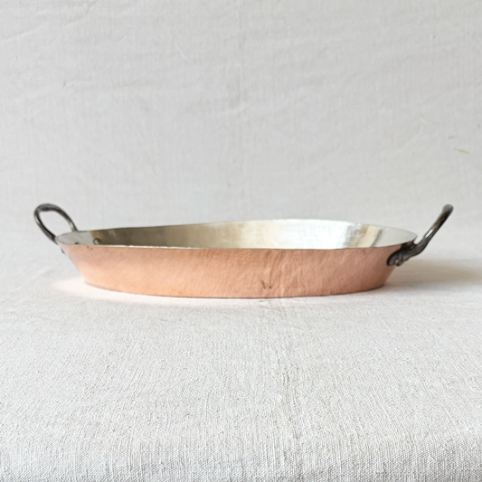 Antique Oval Copper Gratin 16.5"
